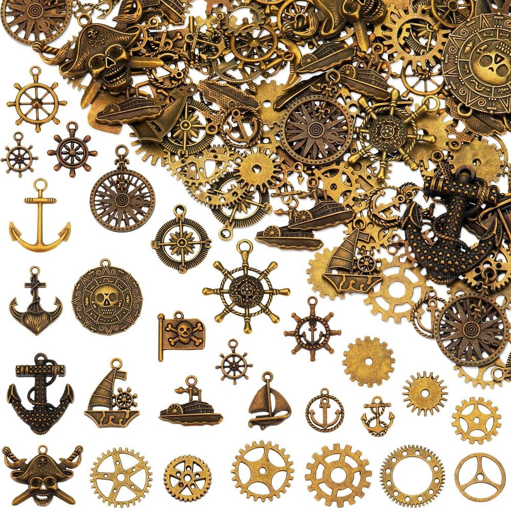 5842 300 Gram Halloween Antique Bronze Gears Charms DIY Mixed Vintage
